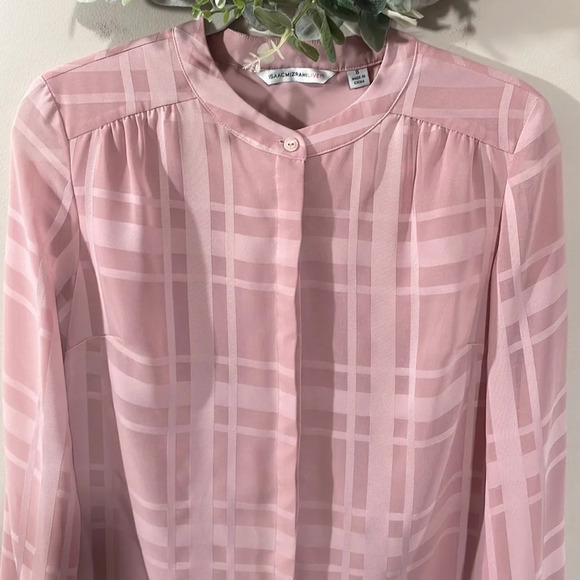 Isaac Mizrahi Live! Long Sleeve Pink Plaid Button Front Blouse 8 - Picture 2 of 16